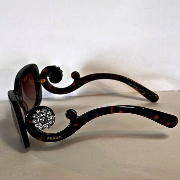 PRADA Baroque Tortoise Sunglasses w/Swarovski Crystal Temples #SPR270 - Picture 3 of 16